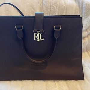 Ralph Lauren Dark Brown Leather RL-Emblem Satchel